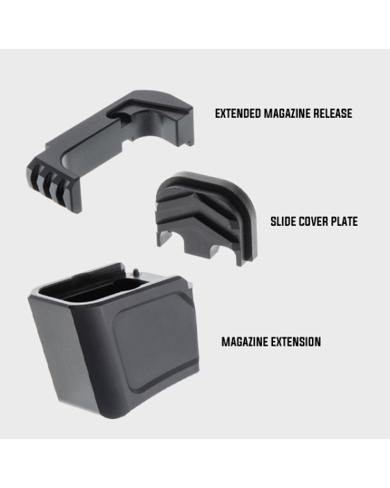 Glock 19/23 Premium Set | Mag Extension, Mag Release, Slide Plate