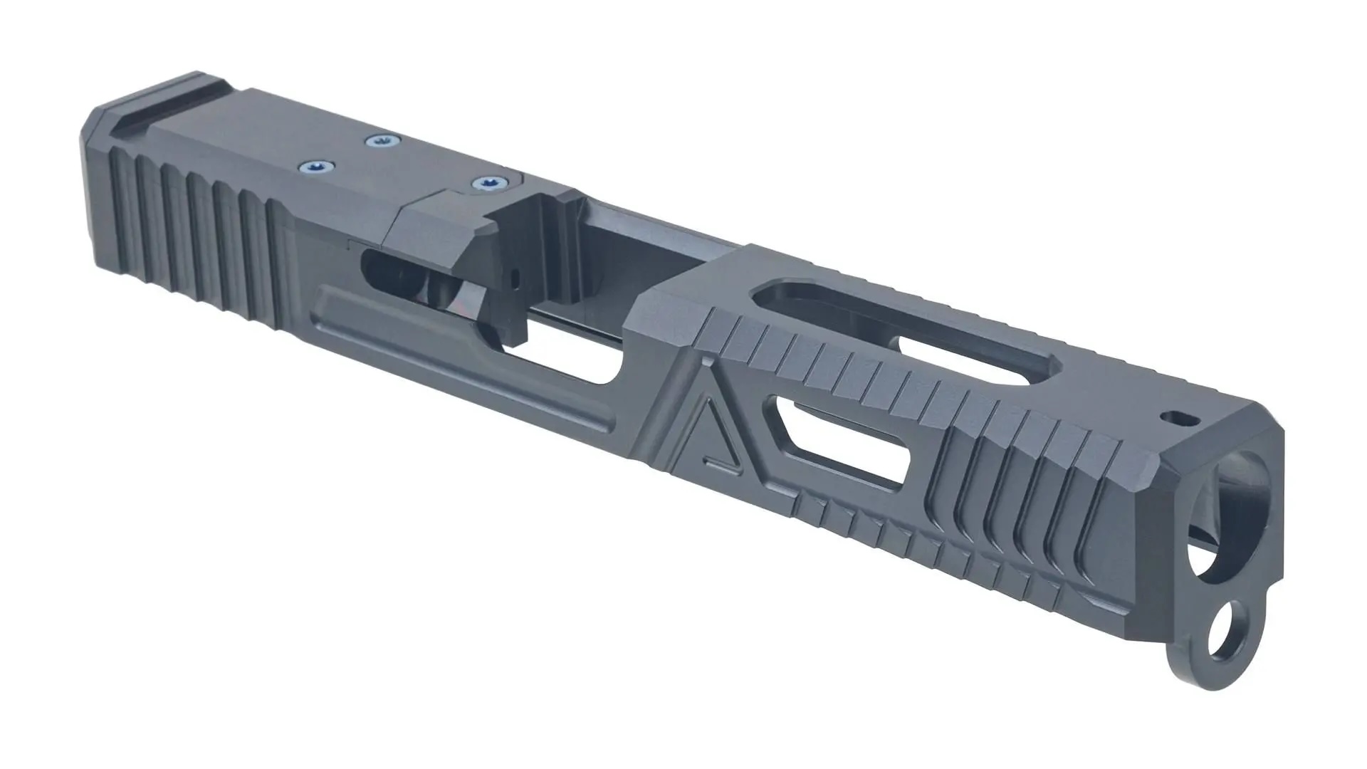 Agency Arms Glock 17 slide with optic cut and slide serrations